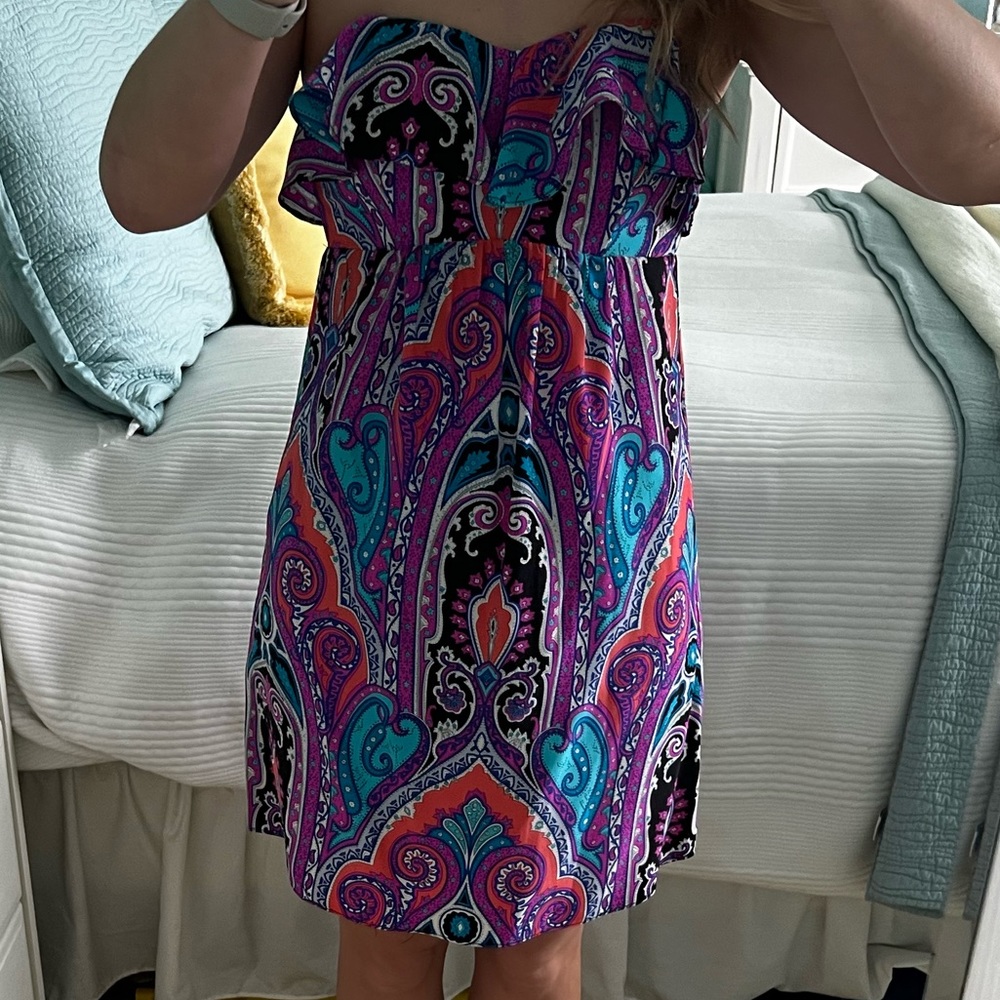 Alice & Tricia Strapless Silk Dress